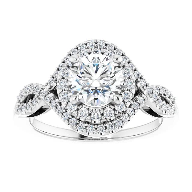 Platinum Halo Style Round cut Lab Grown Diamond Ring