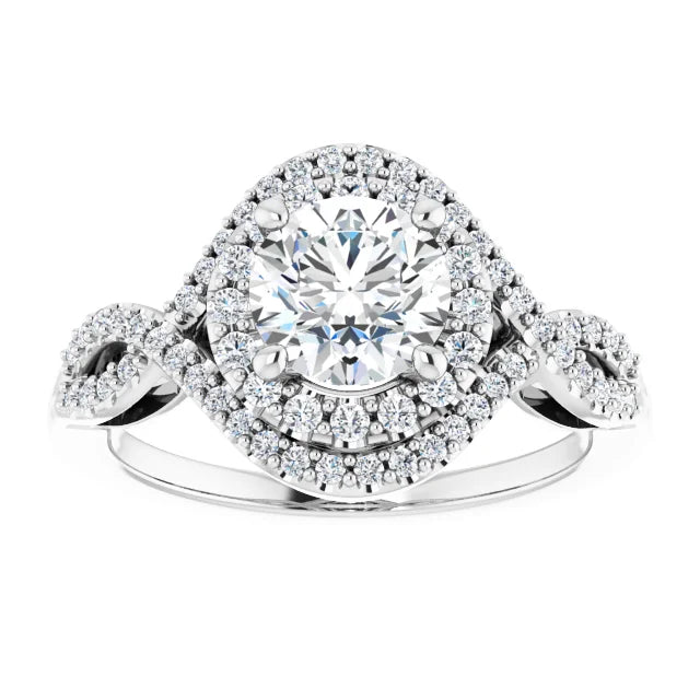 Platinum Halo Style - Round cut Lab Grown Diamond Ring