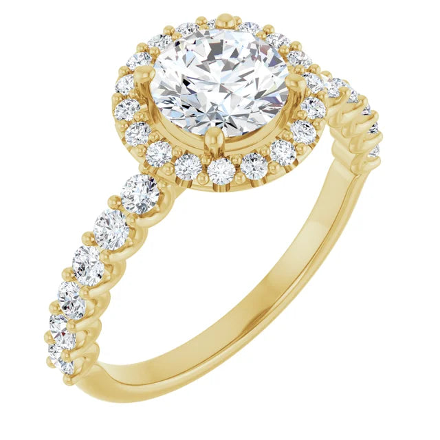 18ct Yellow Gold - Halo Style - Round cut Lab Grown Diamond Ring