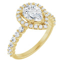 18ct Yellow Gold - Halo Style - Pear & Round cut Lab Grown Diamond Ring