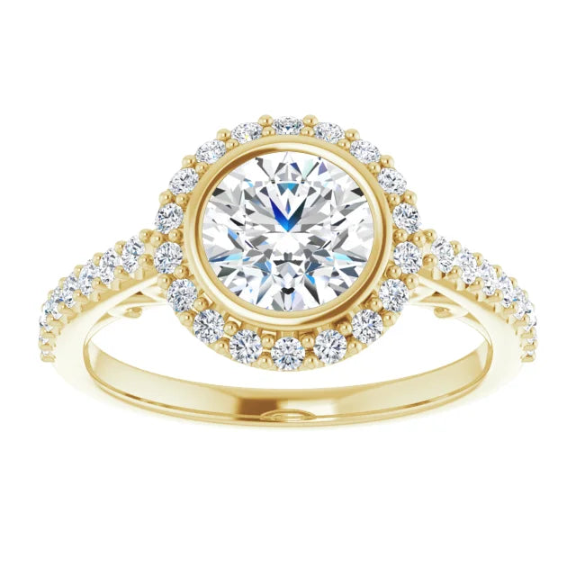 18ct Yellow Gold Halo Style - Round cut Lab Grown Diamond Ring