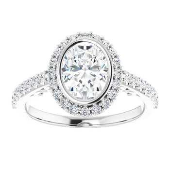 18ct White Gold Halo Style - Oval & Round cut Lab Grown Diamond Ring