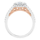 18ct White Gold Halo Style - Emerald & Round cut Lab Grown Diamond Ring