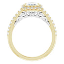 18ct White Gold Halo Style - Emerald & Round cut Lab Grown Diamond Ring