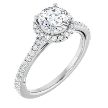 18ct White Gold Halo Style - Round cut Lab Grown diamond Ring