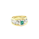 SOLD  -  18ct YG & WG Emerald and Diamond Ring