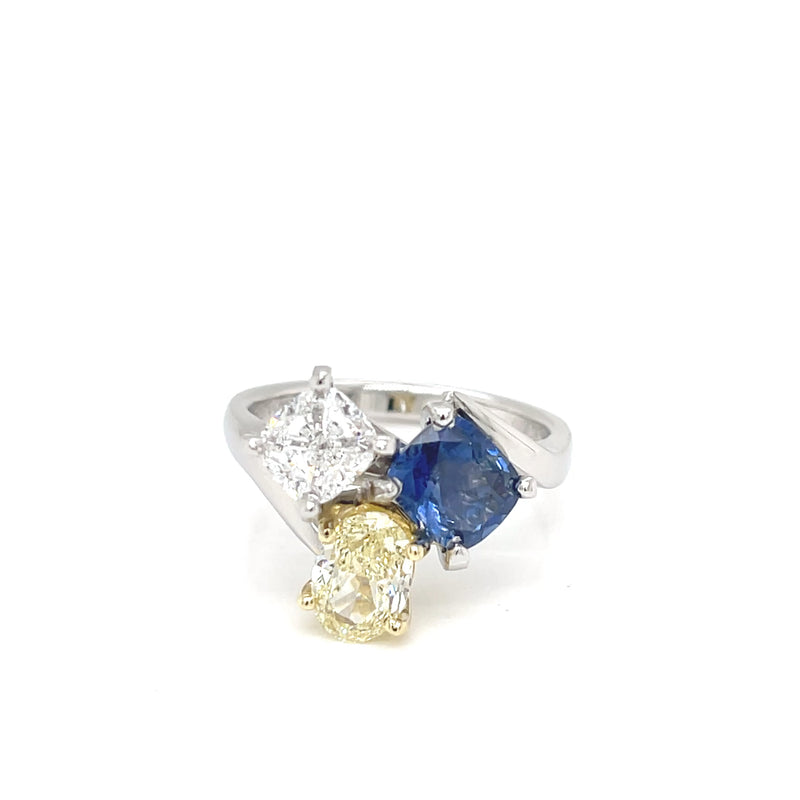 Platinum & 18ct Yellow Gold Sapphire and Diamond Ring