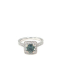 18ct White Gold Australian Teal Sapphire & Diamond Ring