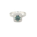 18ct White Gold Australian Teal Sapphire & Diamond Ring