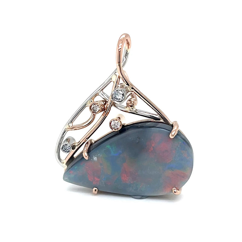 Platinum & 18ct RG Australia Opal Pendant