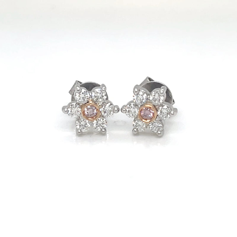 18ct WG & RG Diamond Earrings