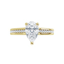 18ct Yellow Gold - Pear & Round cut Lab Grown Accented Diamond Ring