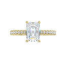 18ct White Gold - Emerald & Round cut Lab Grown Diamond Accented Ring