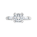 18ct White Gold - Cushion cut & Tapered Baguette Lab Grown Diamond Accented Ring