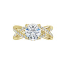 18ct Yellow Gold - Cushion & Round cut Lab Grown Diamond Accented Ring