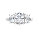 18ct YG Trilogy Oval & Emerald cut Lab Grown Diamond Ring