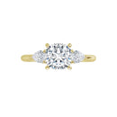 18ct YG Trilogy Cushion & Pear cut Lab Grown Diamond Ring