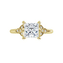 18ct Yellow Gold - Princess & Round cut Lab Grown Accented Diamond Ring