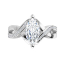 18ct Yellow Gold - Marquise & Round cut Lab Grown Accented Diamond Ring