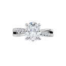 18ct White Gold - Oval & Round cut Lab Grown Accented Diamond Ring