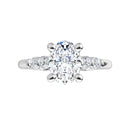 18ct White Gold - Oval & Round cut Lab Grown Accented Diamond Ring