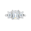 18ct WG Emerald cut Trilogy Lab Grown Diamond Ring