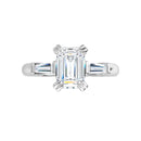 18ct Yellow Gold - Emerald & Tapered Baguette Lab Grown Diamond Accented Ring