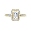 18ct White Gold Halo Style - Emerald & Round cut Lab Grown Diamond Ring