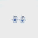 18ct White Gold Sapphire & Diamond Stud Earrings