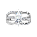 18ct White Gold - Marquise & Round cut Lab Grown Diamond Accented Ring