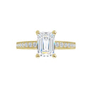 18ct White Gold - Emerald & Round cut Lab Grown Diamond Accented Ring