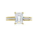 18ct White Gold - Round Emerald & Round cut Lab Grown Accented Diamond Ring