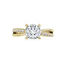 18ct Yellow Gold - Cushion & Round cut Lab Grown Accented Diamond Ring