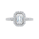 18ct White Gold Halo Style - Emerald & Round cut Lab Grown Diamond Ring