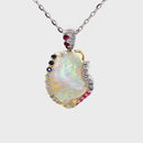 18ct YWR/G Australian Solid white Opal Pendant