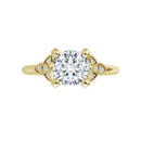 18ct Yellow Gold - Cushion & Round cut Lab Grown Accented Diamond Ring