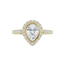 18ct Yellow Gold Halo Style - Pear & Round cut Lab Grown Diamond Ring