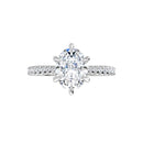 18ct White Gold - Oval & Round cut Lab Grown Accented Diamond Ring