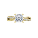 18ct Yellow Gold - Princess cut & Round cut Lab Grown Accented Diamond Ring