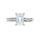 18ct White Gold - Round Emerald & Round cut Lab Grown Accented Diamond Ring