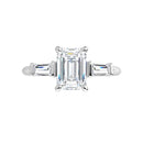 18ct YG Emerald cut Trilogy Lab Grown Diamond Ring