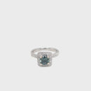 18ct White Gold Australian Teal Sapphire & Diamond Ring