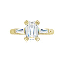 18ct Yellow Gold - Emerald & Tapered Baguette Lab Grown Diamond Accented Ring