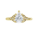 18ct Yellow Gold - Pear & Round cut Lab Grown Accented Diamond Ring