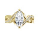 18ct Yellow Gold - Marquise & Round cut Lab Grown Accented Diamond Ring