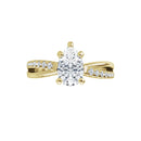 18ct Yellow Gold - Pear & Round cut Lab Grown Accented Diamond Ring