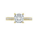 18ct Yellow Gold - Cushion & Round cut Lab Grown Diamond Accented Ring