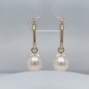 9ct YG Huggie Earrings with Australian south sea Pearl