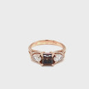 14ct Rose Gold Cognac & Diamond Ring
