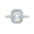 18ct White Gold Halo Style - Emerald & Round cut Lab Grown Diamond Ring